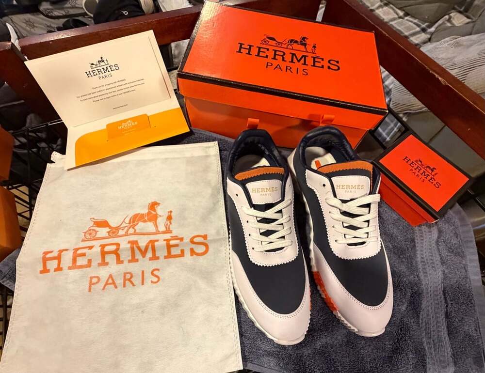 Hermes Bouncing Sneakers Navy Orange